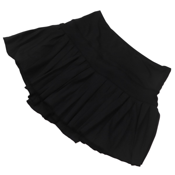 Tennis plisseret nederdel åndbare indre shorts Moderigtige sorte kvinder sportsnederdel med lommer til løbeyoga S