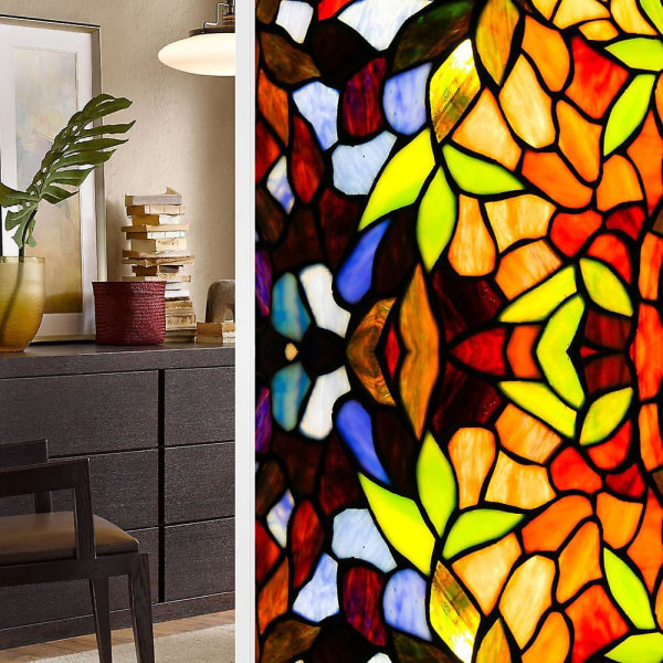 Färgglada blommor frostat glas fönsterfilmsdekal 45x100 cm UV-blockerande integritetsdekor