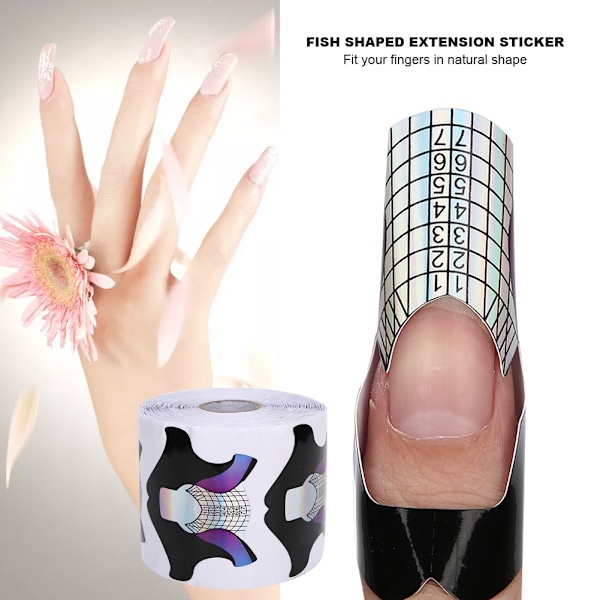 Nail Art Form Farverig akryl Nail Art Form Fiskeformet negleforlængelsesmærke Manicure tilbehør (300 stk pose)