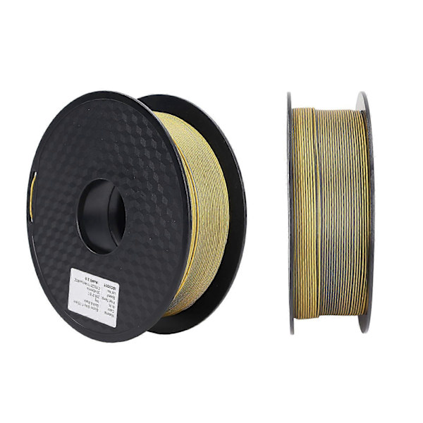 Silke PLA Filament 1.75mm Dobbelt Farve Tilstopningsfri Dikromatisk Spole Skinnende 3D Printer Forbrugsvare Guld og Sort