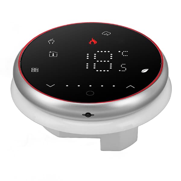 Smart termostat 1 vecka programmerbar LED-display infälld rund digital termostat AC95-240V för vattenvärmesystem svart