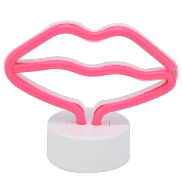 Läppformade LED Neon Skyltar med Ställ USB-driven Neonlampa för Babyrum Party