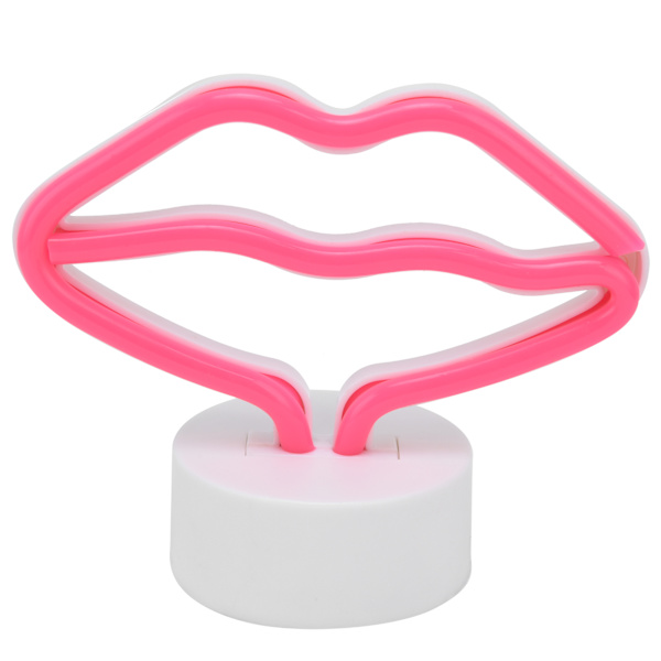 Läppformade LED-neonskyltar med stativ USB driven neonljuslampa för baby