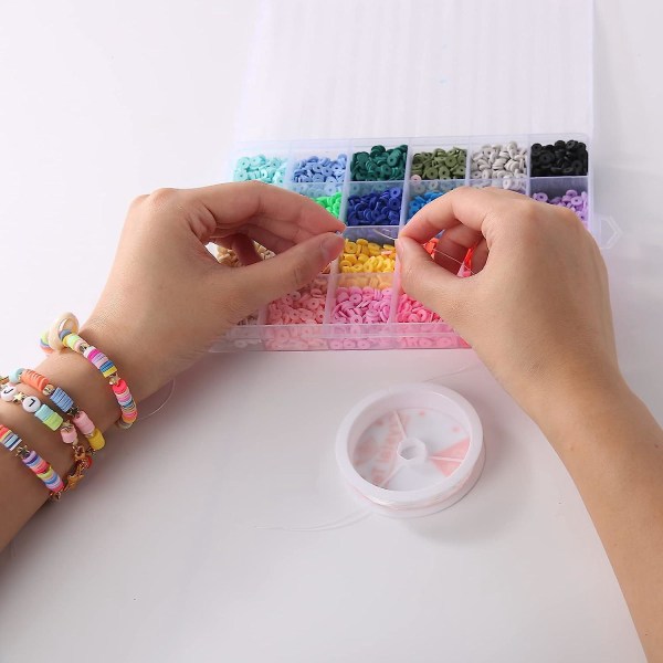 4000-delers DIY Polymer Clay Flat Perle Kit med alfabetbokstaver - 24 farger for DIY-smykker