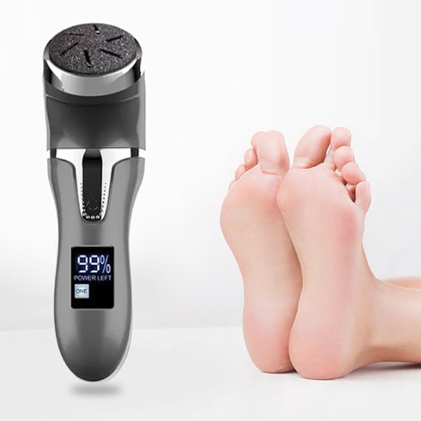 Elektrisk Foot Callus Remover LCD-skærm Død hudfjerner Fodfil Pedicureværktøj til hjemmebrug med 3 slibehoveder Sort