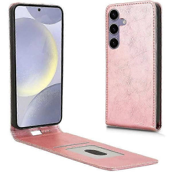 For Samsung Galaxy S24 FE Case with Card Slot Magnetic Vertical Flip Leather Phone Case Multicolor Multicolor Rose Gold