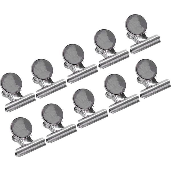 10 Stykker Forniklede Magnetiske Klips i Rustfrit Stål, Rundt Sølv Magnetisk Fastgørelsessæt