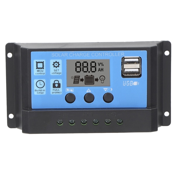 Solar Charge Controller LCD Dual USB PWM Cell Panel Regulator med Load Automatic Identification 12V 24V10A