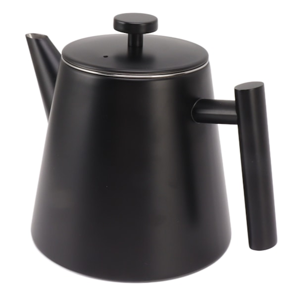 1L Tekande i Rustfrit Stål Dobbelt Lag Glansfuld Satin Finish Glat Touch Sort Vandkedel til Hjem Restaurant