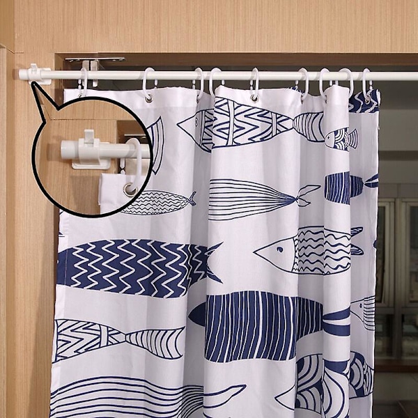 4-pack Självhäftande Gardinstångshållare Krokar, Ingen Borrning Väggringsklämmor Fästanordning, Justerbar Gardinstång 3.4X4.4X4.2cm (Vit)