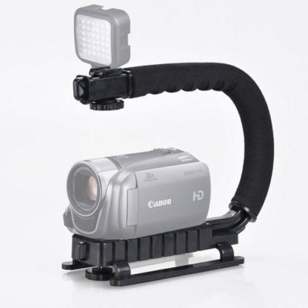 Handhållen stabilisator med smartphone videorigg, videogrepp för Canon Nikon Sony Panasonic Pentax Olympus DSLR kamera videokamera och alla smartphones