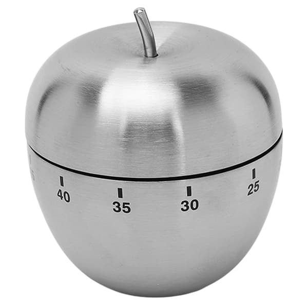 Æbleformet Timer Manuel Roterende Rustfrit Stål Metal Høj Alarm Nedtælling Madlavningstimer til Læring