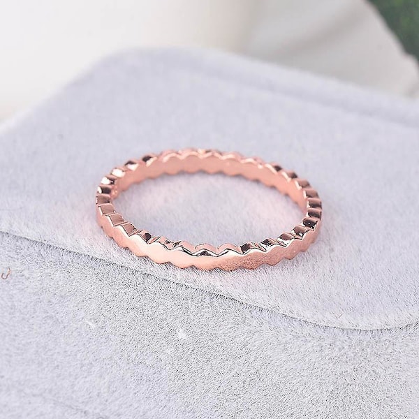 Roséguld Söt Bi Honungskaka Ring Minimalistisk Dam Geometrisk 3PCS Set Glänsande Cubic Zirconia Diamant Hexagonal Ring Bröllopsdag Evighetsring (8