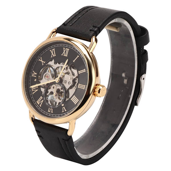 FORSINING Fashionabla watch Mekanisk halvautomatisk herrklocka i ihåligt watch(svart SurfaceGold- case )