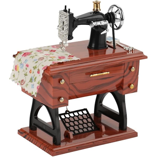 Speldosa, Symaskinsspeldosa, Mini Vintage Speldosa Simuleringssymaskin Födelsedagspresent Julklapp
