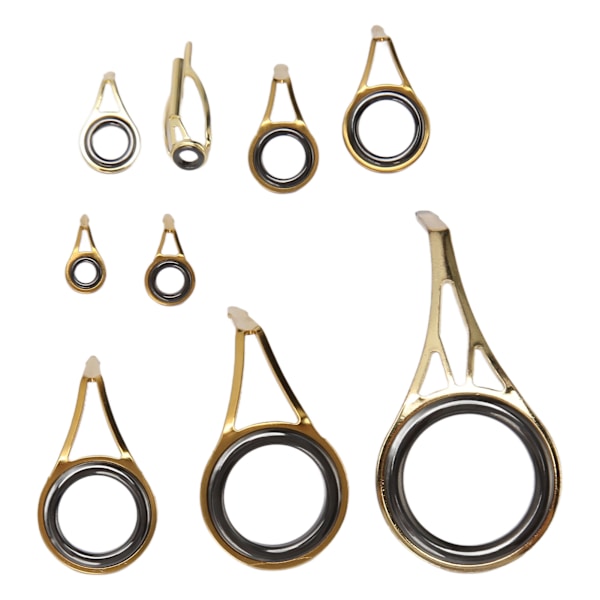 9PCS fiskestangspiss guide reparasjonssett rustfritt stål keramisk ring stangspiss guide erstatningssett