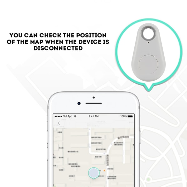 Mini Bluetooth Tracker Bag Lommeboknøkkel Pet Anti tapt Smart Finder Locator Alarm hvit white