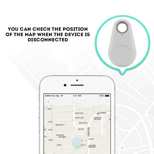 Mini Bluetooth Tracker Bag Lompakkoavain Pet Kadonnut Smart Finder Locator Hälytin valkoinen white