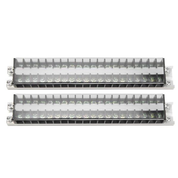2stk Dual Row Terminal Strip 660V 15A 10 Posisjoner Terminal Barrier Strip med deksel T1520