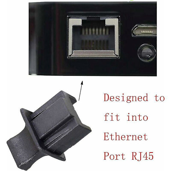 RJ45 Ethernet Hub Port Støvhette Beskytter fra FENGQLONG 50 stk Svart
