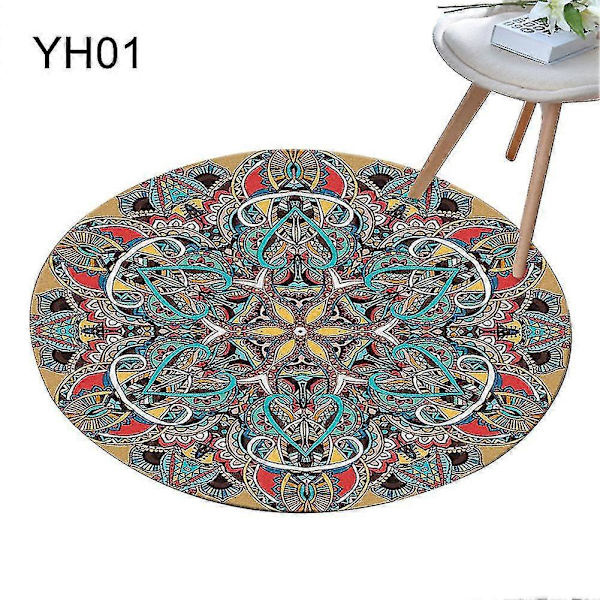 80x80cm Pyöreä Mandala Alue Matto Lattiapäällyste Tyyny Makuuhuone Olohuone Sisustus YH01