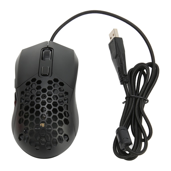 Honeycomb Gaming Mouse RGB Backlight 6 Programmerbare knapper 7200 DPI Letvægts Ergonomisk Wired Gaming Mus til PC Sort