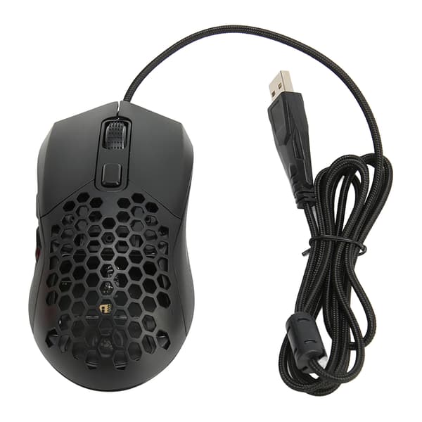 Honeycomb Gaming Mus RGB-baggrundsbelysning 6 Programmerbare knapper 7200 DPI Letvægts Ergonomisk Kablet Gaming Mus til PC Sort