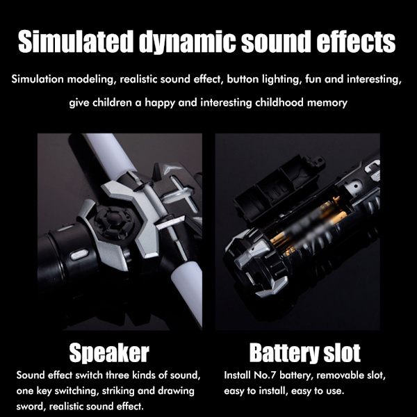 2 stk 7 farger skiftende lysende sverd utvidbart LED lyssverd lysleker for cosplay Halloween jul