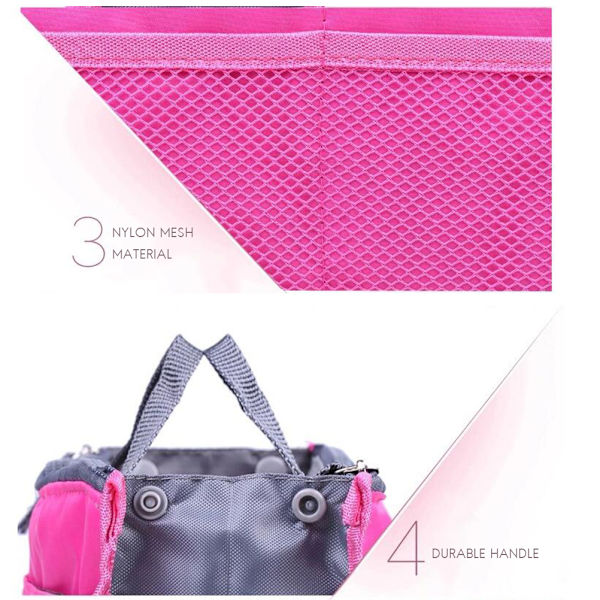 Kvinder Multifunktion Makeup Håndtaske Forskellige Lommer Store Kosmetiske Håndtaske Organizer til Rejser Pink