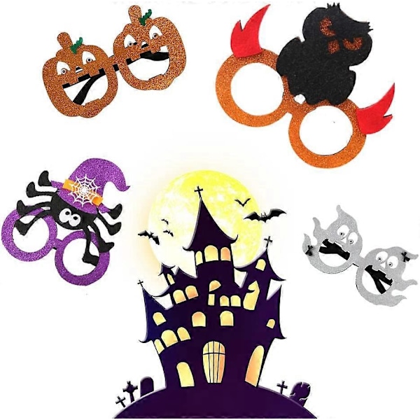 Halloween Glasögon, Roliga Karnevalsfest Glasögon, 4 Stycken, för Halloween Karneval Maskerad Tillbehör (Spindel, Pumpa, Spöke, Uggla)