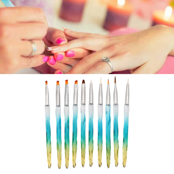 10 st Nail Art Pen Bärbar Professionell UV Gel Nail Art Målning Prick Ritning Penna Gradient Blå