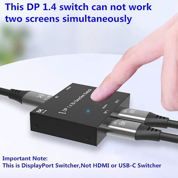 8K DP 1.4 Bi-direktionel Switch: 4K@120Hz Splitter & Konverter til Flere Kilder og Skærme