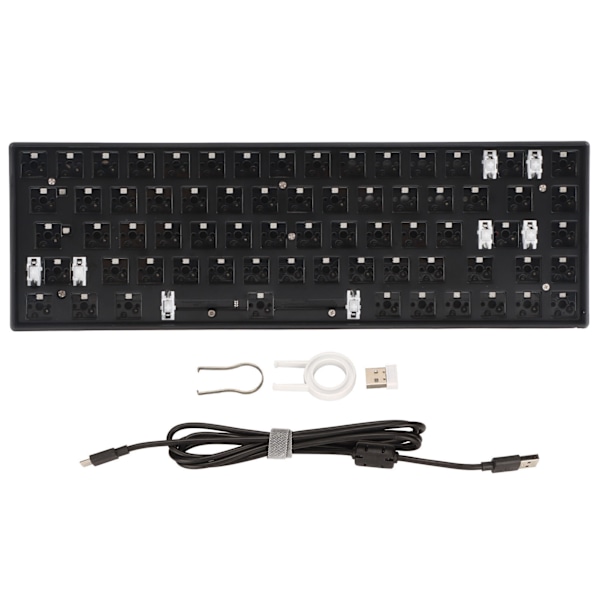 68-tasters mekanisk tastatur DIY-sæt med RGB 5V DC-understøttelse trådløs 2.4G Type C kablet Bluetooth 3.0 5.0 Hot Swap-tastatur til IOS sort