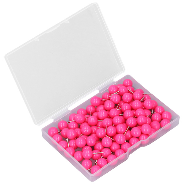 100 st Tryckstift Kartstickor Stål Plast Dekorativa märkningsstift för korkbrädor 9,5x20 mm Rose Red