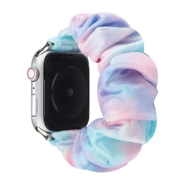 Tryckt tyg Scrunchie-rem för Apple Watch - Snyggt elastiskt armband för kvinnor och flickor - Kompatibel med Apple iWatch Series 8,7
