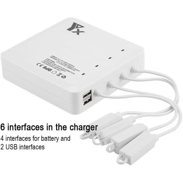 6-i-1 Smart Hub Oplader til DJI Mavic Air Drone Batteri med Dobbelt USB-interface (US-stik)
