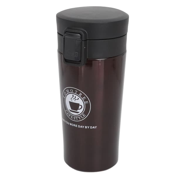 Isoleret kaffekop Dobbeltlag Rustfrit Stål Bærbar Snap Flip Låg Isoleret Kaffeflaske Kaffe 380ml