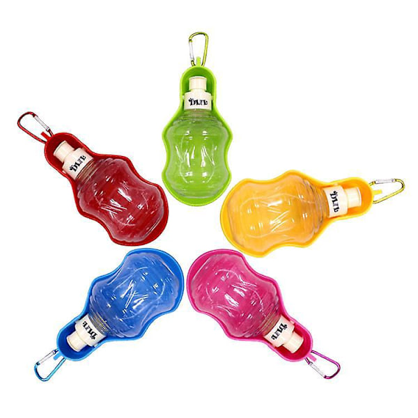 500ml Portabel Hund Vattendispenser Resevattenflaska med Krok Vattenflaska med Drickskål för Hund Valp Katt Kanin Marsvin och Andra Husdjur (Röd)
