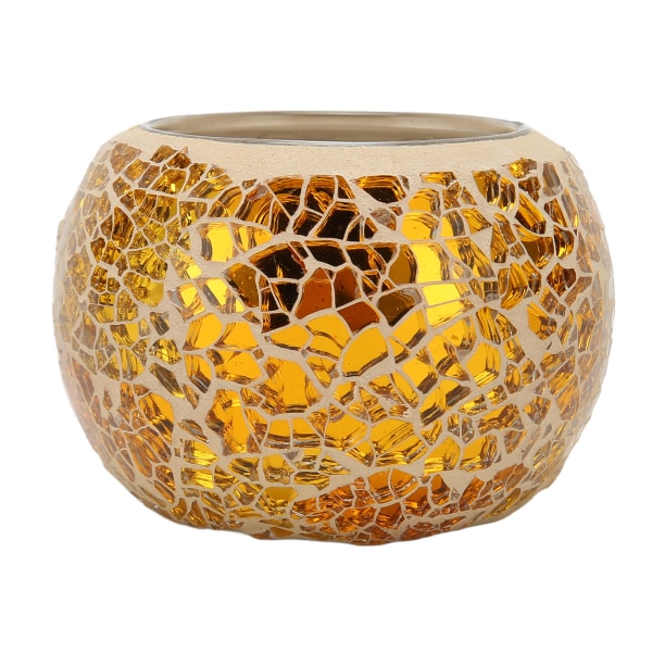 Mosaiikkikynttilänjalka Käsintehty hieno romanttinen kultainen lasikynttilänjalka Tealight kynttilänjalka ruokapöytään