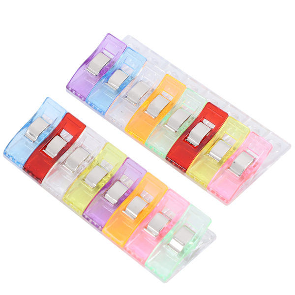 100 stk Hemming Clips Fargerike Plast Patch-Work Sytilbehør med Oppbevaringsboks