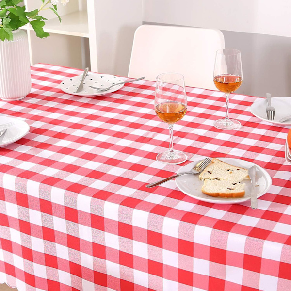 Fläckbeständig Red Gingham Canvas duk för restaurangmatsal, 140 * 200 cm