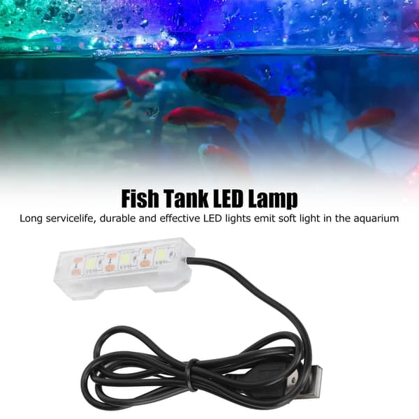 Mini LED-lampe for skrivebordsakvarium, perfekt dekorasjon for lite akvarium med vannplanter