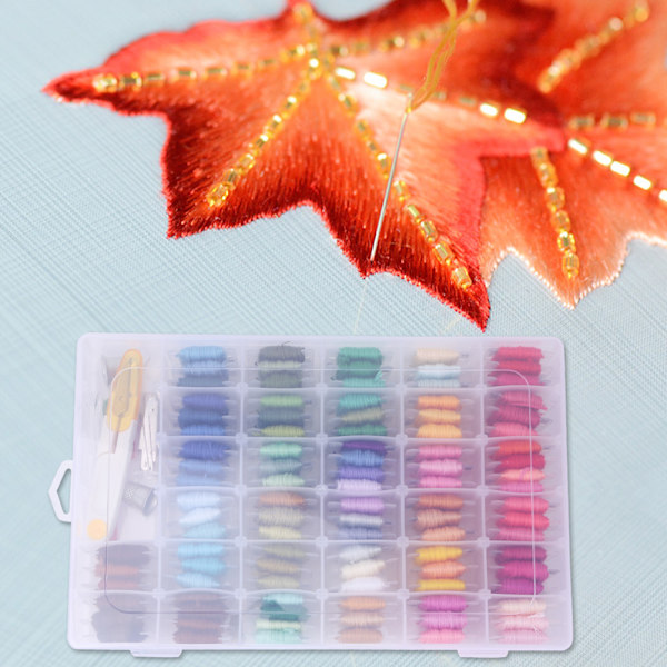 DIY håndlagde korssting broderinålesett 100 farger polyestertråd