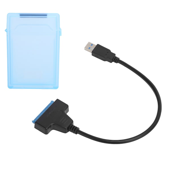 Harddiskadapterkabel 2,5 tommer SATA USB3.0 HDD/SSD konverterkabel med beskyttelsesboks Blå