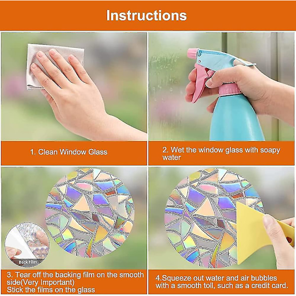 Rainbow Prism Anti-Collision Window Stickers Set med 10 st