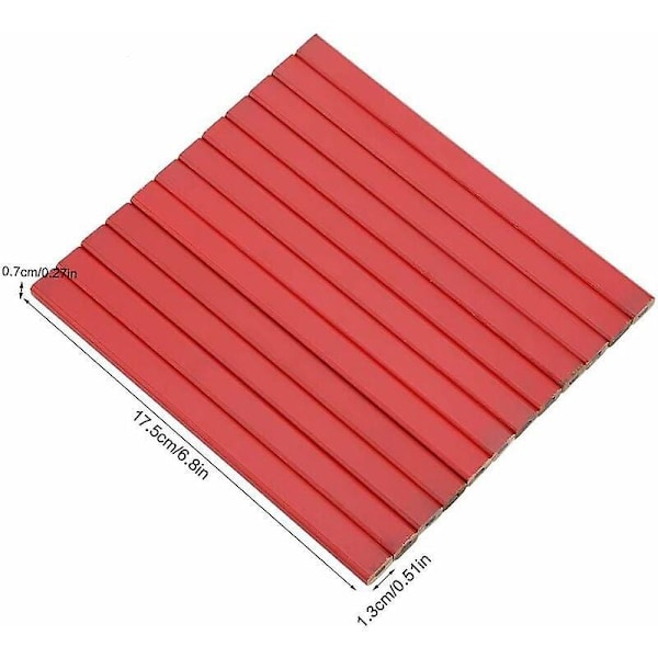 Set med 72 snickarpenna för snickare, snickarpennor, snickarpenna, 17,5 x 1,3 x 0,7 cm Röd