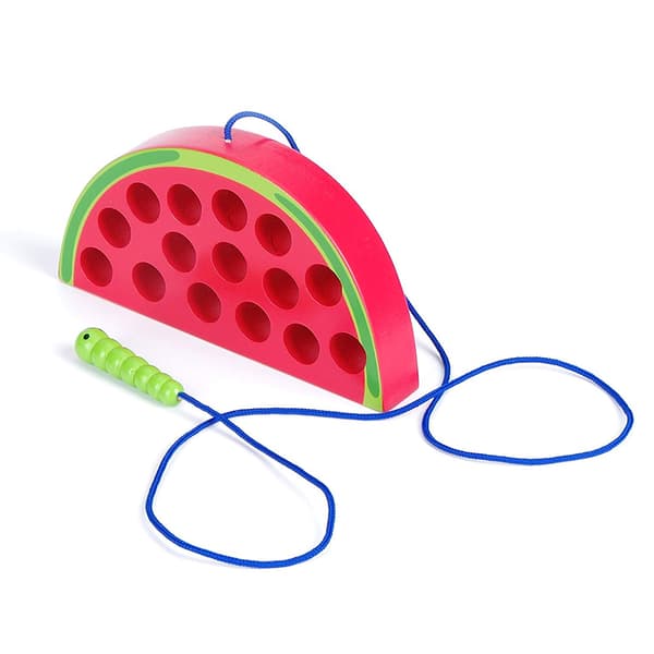 Tre-snøreleke, tre-frukt, orm spiser eple, jordbær, ananas, vannmelon, pedagogiske babyleker for barn
