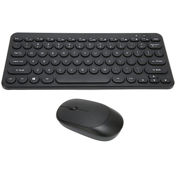 2.4G trådlöst tangentbord Mus Combo 78 Key Retro Rund Keycap Mute-knappar Ergonomi Mus och tangentbord för Business Office Svart