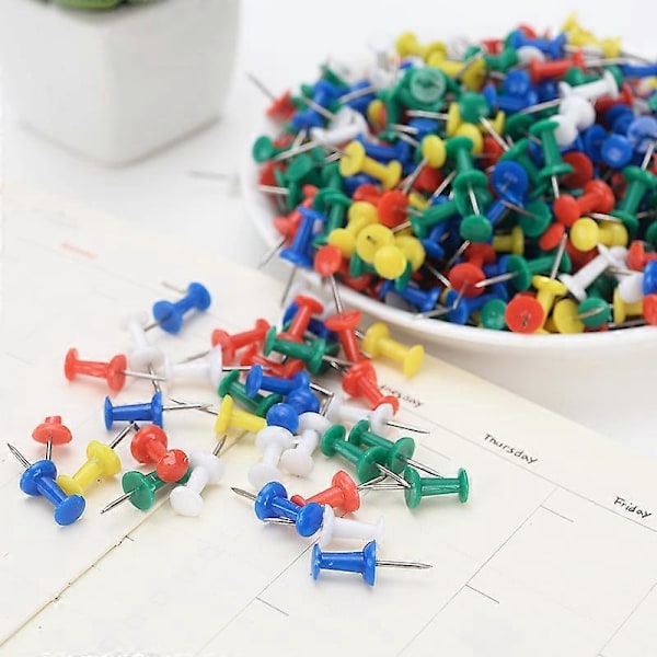 Häftstift, Blandade Färger, Stålspets, 100-Pack