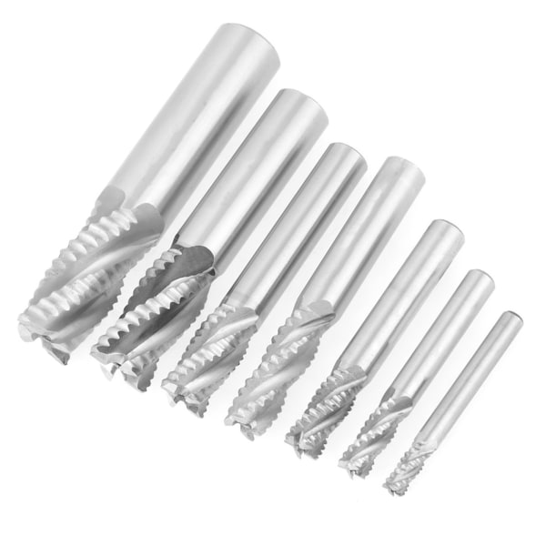 7 stk./sæt 4 Flutes 6-20mm HSS End Mill Router Bit Roughing Chipbreaker Fræser